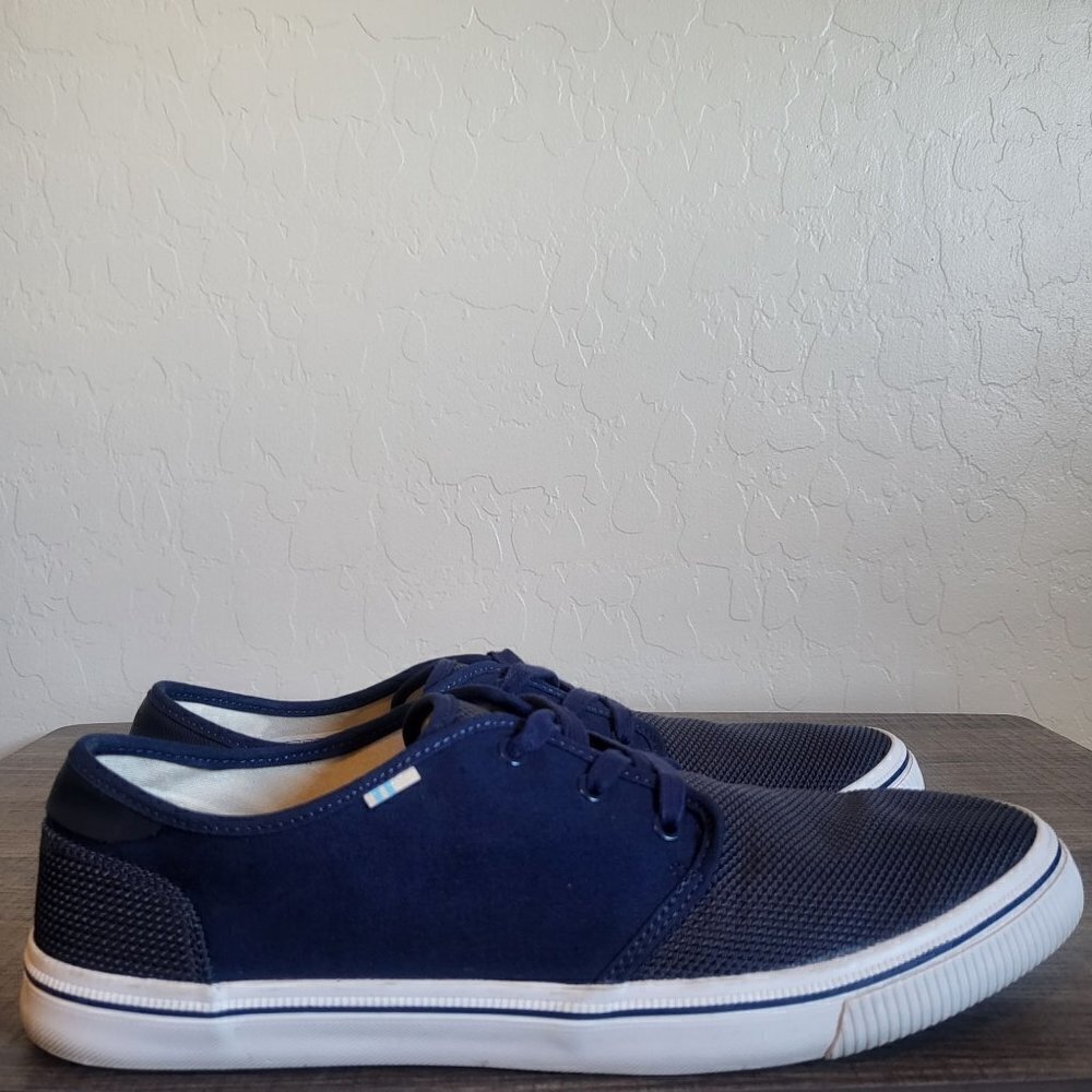 Toms Men's Carlo Low-Top Canvas Sneaker Casual Shoes Deep Blue/White Size 11.5